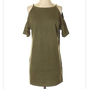 TOPSHOP green cold shoulder dress